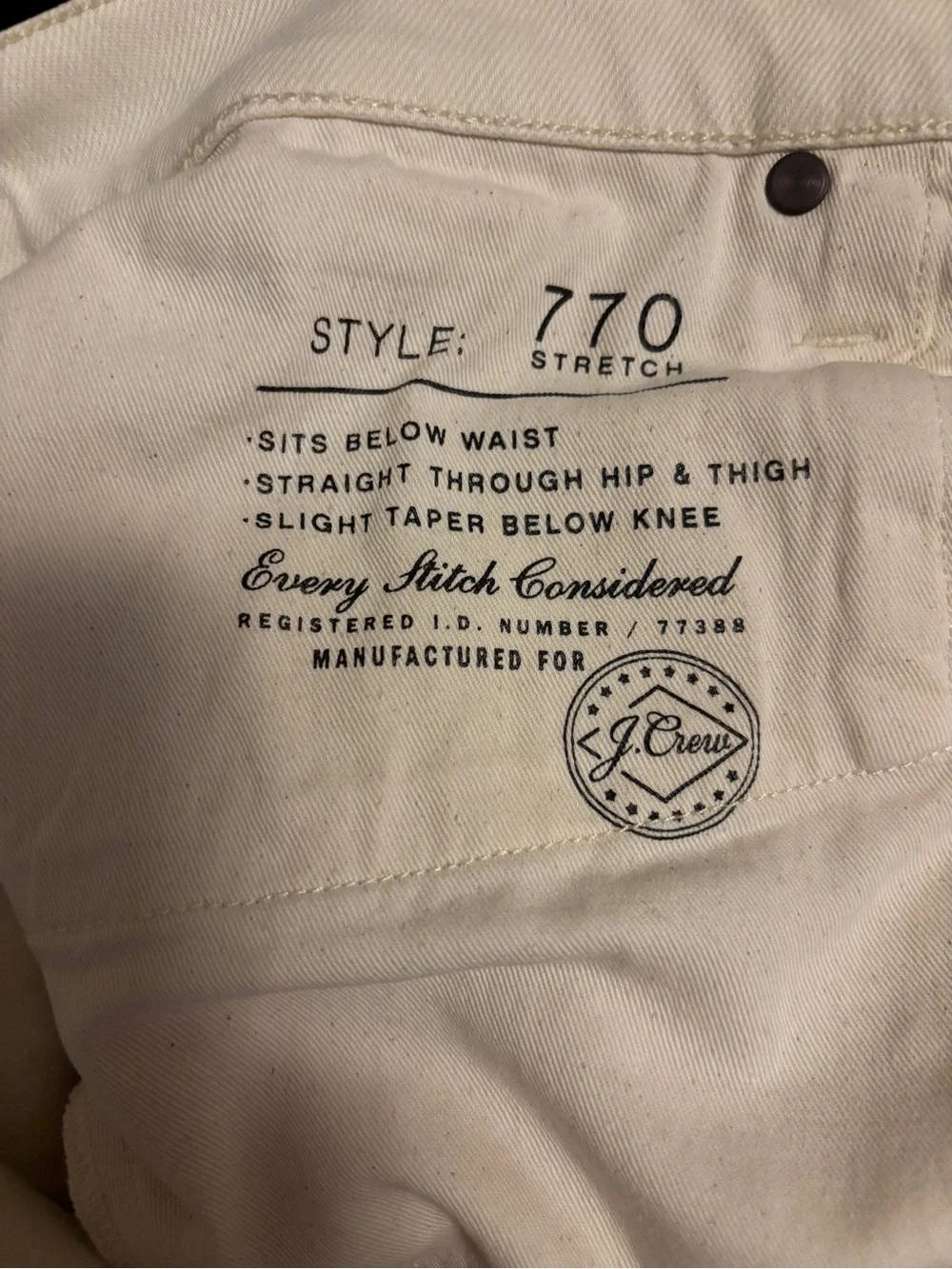 J crew cape cod canvas 770™ Straight-fit Bergen five-pocket pant 32/31